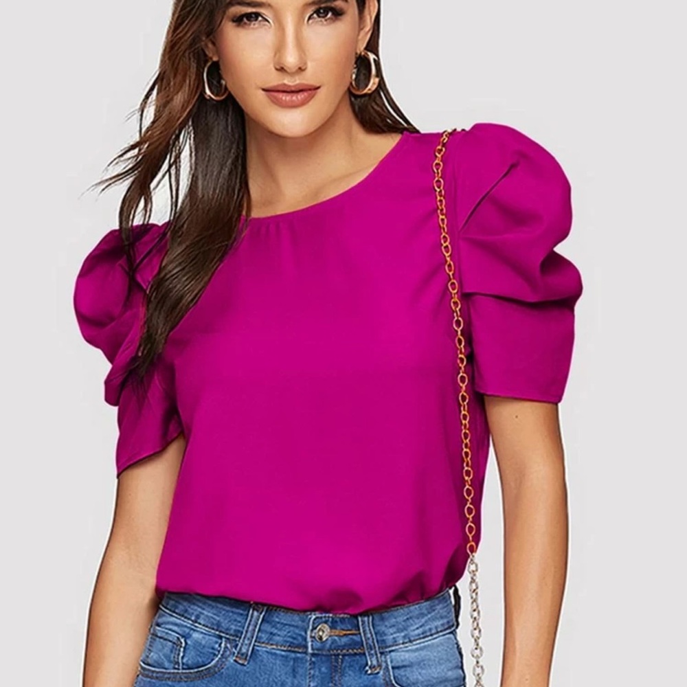Elegant Magenta Puff Sleeve Top